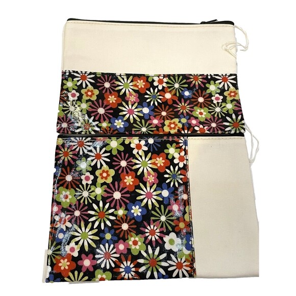 daisies Colorful pouch makeup hygiene toiletry clutch clutch bag tropical READ - Picture 2 of 8